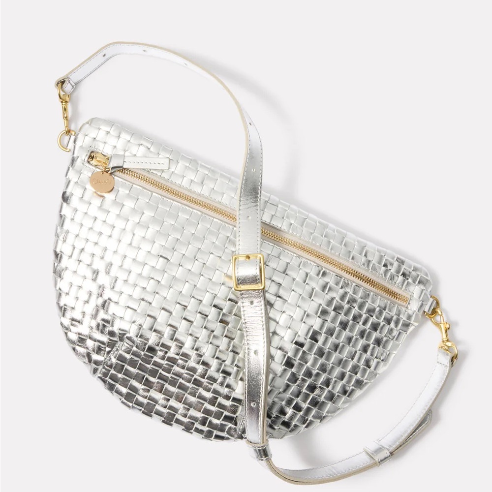 Clare V Grande Fanny in Silver Woven